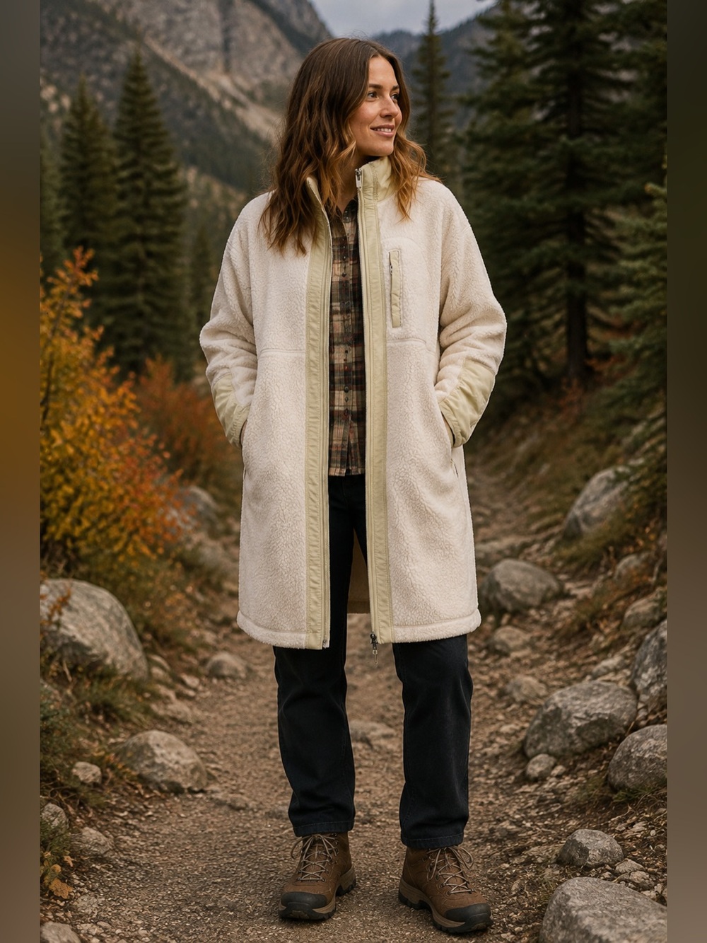 The North Face Cragmont Sherpa Fleece Coat Cream Khaki Women’s XL
